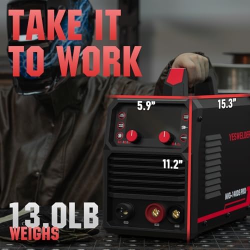 YESWELDER MIG 140DS PRO MIG Welder  140Amp 110/220V Dual Voltage  4 in 1 Gas MIG/Flux Core MIG/Lift TIG/Stick Multiprocess MIG Welding Machine