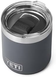 YETI Rambler Lowball  Vacuum Insulated Stainless Steel Stackable Lowball with MagSlider Lid  Stainless Steel  10 oz  296 ml 