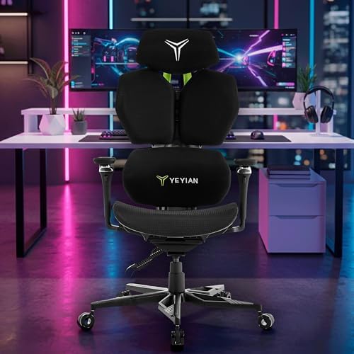 YEYIAN Ergonomic Gaming Chair  Lumbar Support  Adjustable Seat Height  Adjustable Armrests  YAR GAOME M1