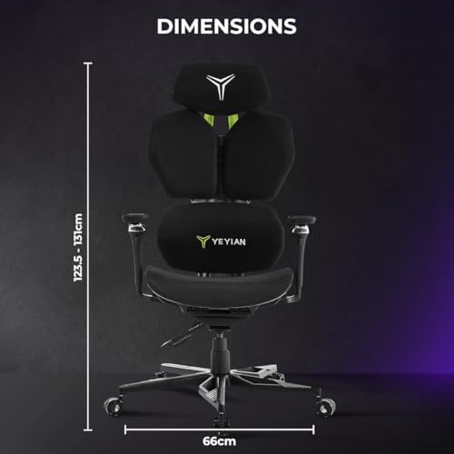 YEYIAN Ergonomic Gaming Chair  Lumbar Support  Adjustable Seat Height  Adjustable Armrests  YAR GAOME M1