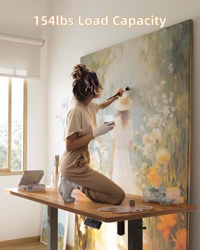 YIHAYO Electric Standing Desk  48 x 24 Inches Stand Up Desk with Splice Board  Adjustable Height Desk  Computer Desk for Home Office  Black Frame/Rustic Brown Top