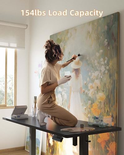 YIHAYO Electric Standing Desk  48 x 24 Inches Stand Up Desk with Splice Board  Adjustable Height Desk  Computer Desk for Home Office  Black Frame/Rustic Brown Top