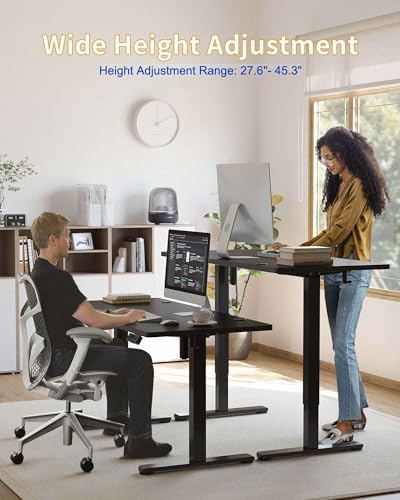 YIHAYO Electric Standing Desk  48 x 24 Inches Stand Up Desk with Splice Board  Adjustable Height Desk  Computer Desk for Home Office  Black Frame/Rustic Brown Top