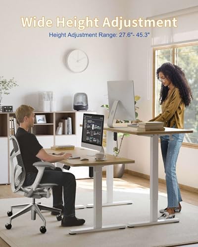 YIHAYO Electric Standing Desk  48 x 24 Inches Stand Up Desk with Splice Board  Adjustable Height Desk  Computer Desk for Home Office  Black Frame/Rustic Brown Top