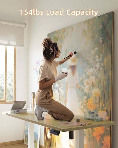 YIHAYO Electric Standing Desk  48 x 24 Inches Stand Up Desk with Splice Board  Adjustable Height Desk  Computer Desk for Home Office  Black Frame/Rustic Brown Top