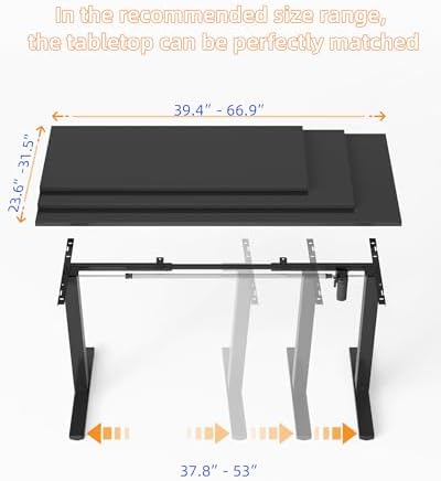 YIHAYO Electric Standing Desk  48 x 24 Inches Stand Up Desk with Splice Board  Adjustable Height Desk  Computer Desk for Home Office  Black Frame/Rustic Brown Top
