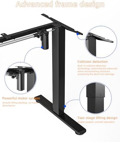 YIHAYO Electric Standing Desk  48 x 24 Inches Stand Up Desk with Splice Board  Adjustable Height Desk  Computer Desk for Home Office  Black Frame/Rustic Brown Top