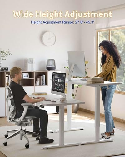 YIHAYO Electric Standing Desk  48 x 24 Inches Stand Up Desk with Splice Board  Adjustable Height Desk  Computer Desk for Home Office  Black Frame/Rustic Brown Top