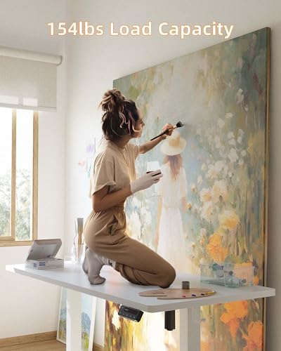 YIHAYO Electric Standing Desk  48 x 24 Inches Stand Up Desk with Splice Board  Adjustable Height Desk  Computer Desk for Home Office  Black Frame/Rustic Brown Top