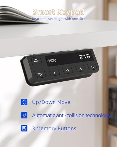 YIHAYO Electric Standing Desk  48 x 24 Inches Stand Up Desk with Splice Board  Adjustable Height Desk  Computer Desk for Home Office  Black Frame/Rustic Brown Top