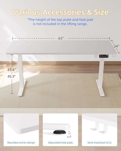 YIHAYO Electric Standing Desk  48 x 24 Inches Stand Up Desk with Splice Board  Adjustable Height Desk  Computer Desk for Home Office  Black Frame/Rustic Brown Top