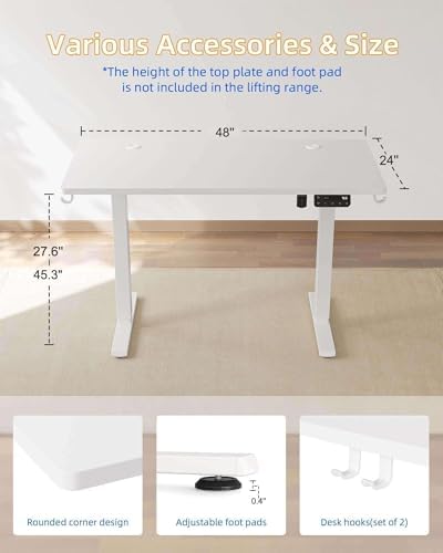 YIHAYO Electric Standing Desk  48 x 24 Inches Stand Up Desk with Splice Board  Adjustable Height Desk  Computer Desk for Home Office  Black Frame/Rustic Brown Top