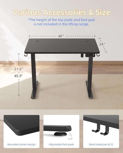 YIHAYO Electric Standing Desk  48 x 24 Inches Stand Up Desk with Splice Board  Adjustable Height Desk  Computer Desk for Home Office  Black Frame/Rustic Brown Top