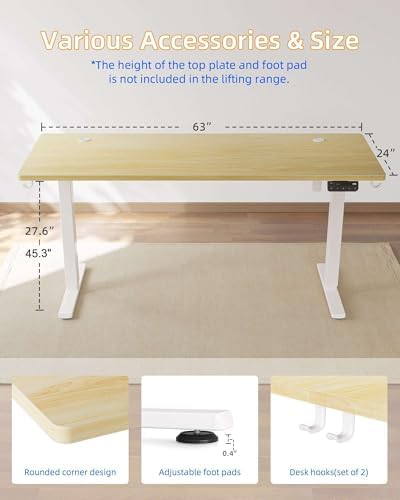 YIHAYO Electric Standing Desk  48 x 24 Inches Stand Up Desk with Splice Board  Adjustable Height Desk  Computer Desk for Home Office  Black Frame/Rustic Brown Top