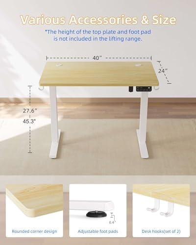 YIHAYO Electric Standing Desk  48 x 24 Inches Stand Up Desk with Splice Board  Adjustable Height Desk  Computer Desk for Home Office  Black Frame/Rustic Brown Top