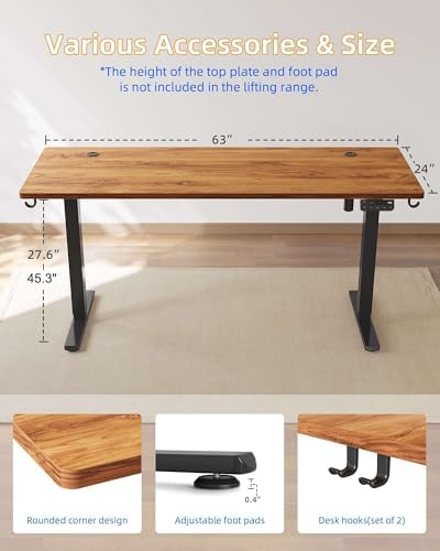 YIHAYO Electric Standing Desk  48 x 24 Inches Stand Up Desk with Splice Board  Adjustable Height Desk  Computer Desk for Home Office  Black Frame/Rustic Brown Top