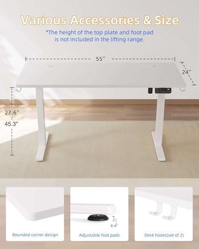 YIHAYO Electric Standing Desk  48 x 24 Inches Stand Up Desk with Splice Board  Adjustable Height Desk  Computer Desk for Home Office  Black Frame/Rustic Brown Top