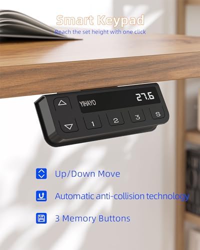 YIHAYO Electric Standing Desk  48 x 24 Inches Stand Up Desk with Splice Board  Adjustable Height Desk  Computer Desk for Home Office  Black Frame/Rustic Brown Top