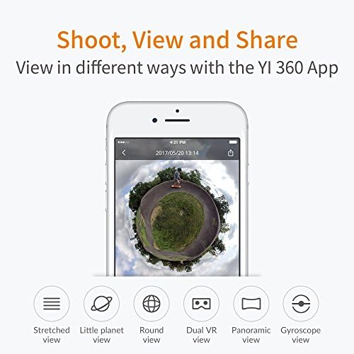 YI 360 VR Dual Lens 5 7K HI Resolution Panoramic Camera With Electronic Image Stabilization  4K In Camera Stitching