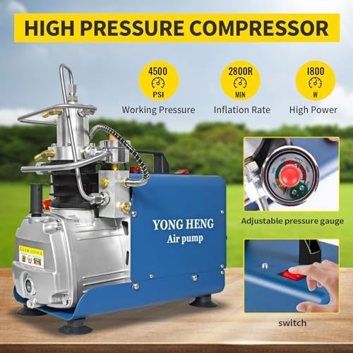 YONGHENG 4500Psi Pcp Air Compressor Digital Control System High Pressure Air Compressor Pump for Air Gun Scuba Rifle Perfect for Filling Air Rifle Filling