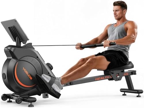 YOSUDA Rowing Machine for Home  Magnetic Rower Machine for Beginners to Athletes  Use with Resistance Adjustment Function  Bluetooth  App Supported  LCD Monitor  and Comfortable Seat Cushion