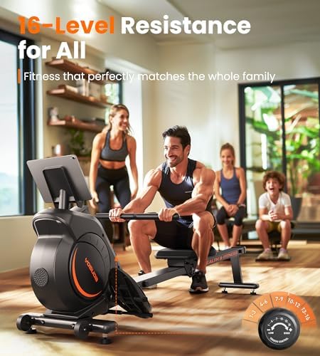 YOSUDA Rowing Machine for Home  Magnetic Rower Machine for Beginners to Athletes  Use with Resistance Adjustment Function  Bluetooth  App Supported  LCD Monitor  and Comfortable Seat Cushion