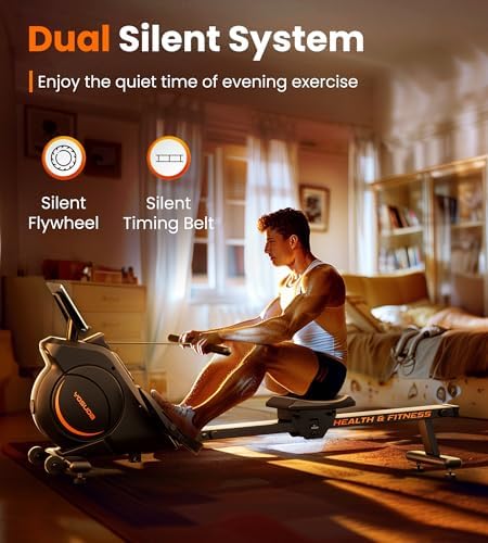 YOSUDA Rowing Machine for Home  Magnetic Rower Machine for Beginners to Athletes  Use with Resistance Adjustment Function  Bluetooth  App Supported  LCD Monitor  and Comfortable Seat Cushion