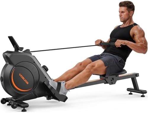 YOSUDA Rowing Machine for Home  Magnetic Rower Machine for Beginners to Athletes  Use with Resistance Adjustment Function  Bluetooth  App Supported  LCD Monitor  and Comfortable Seat Cushion