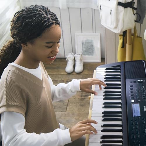 Yamaha 61 Touch Sensitive Keys Portable Keyboard for Beginners with Music Rest  Power Adapter PSR E383