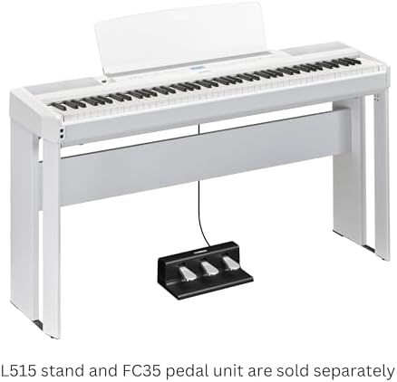 Yamaha 88 Key Weighted Portable Digital Piano Keyboard with Music Rest  Sustain Foot Switch  Built in Speakers  USB Connectivity  Black  P45B 