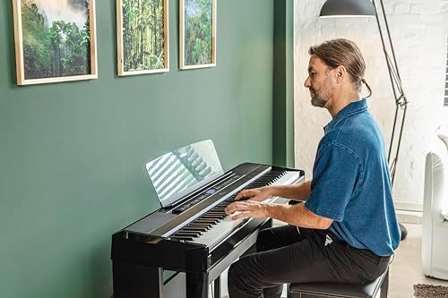 Yamaha 88 Key Weighted Portable Digital Piano Keyboard with Music Rest  Sustain Foot Switch  Built in Speakers  USB Connectivity  Black  P45B 