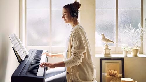 Yamaha 88 Key Weighted Portable Digital Piano Keyboard with Music Rest  Sustain Foot Switch  Built in Speakers  USB Connectivity  Black  P45B 
