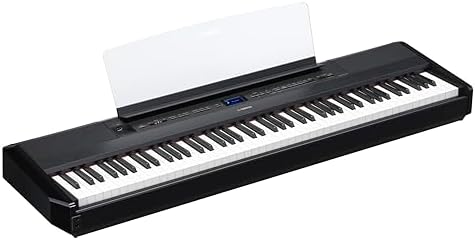 Yamaha 88 Key Weighted Portable Digital Piano Keyboard with Music Rest  Sustain Foot Switch  Built in Speakers  USB Connectivity  Black  P45B 