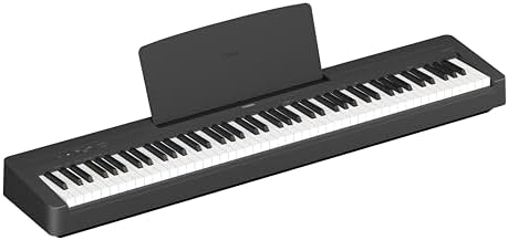 Yamaha 88 Key Weighted Portable Digital Piano Keyboard with Music Rest  Sustain Foot Switch  Built in Speakers  USB Connectivity  Black  P45B 