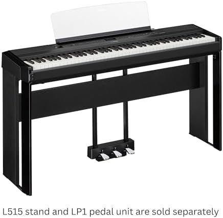 Yamaha 88 Weighted Wooden Key Digital Piano Keyboard  Premium Sound and Touch  Music Rest  Sustain Foot Switch  Black  P525B 