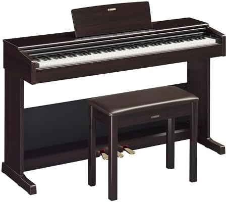 Yamaha Arius Series 88 Key Weighted Action Upright Digital Piano for Beginner and Intermediate Players  Dynamic Response  Grand Piano Sound  3 pedal Unit  Bench Included  Rosewood YDP105R