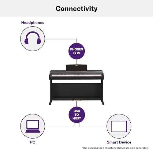 Yamaha Arius Series 88 Key Weighted Action Upright Digital Piano for Beginner and Intermediate Players  Dynamic Response  Grand Piano Sound  3 pedal Unit  Bench Included  Rosewood YDP105R