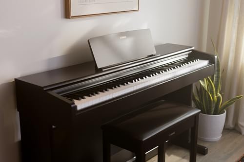 Yamaha Arius Series 88 Key Weighted Action Upright Digital Piano for Beginner and Intermediate Players  Dynamic Response  Grand Piano Sound  3 pedal Unit  Bench Included  Rosewood YDP105R