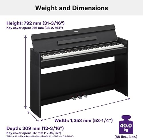 Yamaha Arius Series 88 Key Weighted Action Upright Digital Piano for Beginner and Intermediate Players  Dynamic Response  Grand Piano Sound  3 pedal Unit  Bench Included  Rosewood YDP105R