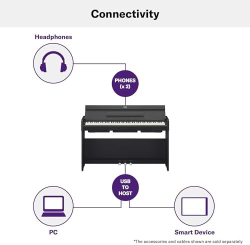 Yamaha Arius Series 88 Key Weighted Action Upright Digital Piano for Beginner and Intermediate Players  Dynamic Response  Grand Piano Sound  3 pedal Unit  Bench Included  Rosewood YDP105R