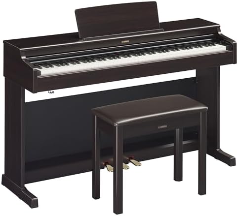 Yamaha Arius Series 88 Key Weighted Action Upright Digital Piano for Beginner and Intermediate Players  Dynamic Response  Grand Piano Sound  3 pedal Unit  Bench Included  Rosewood YDP105R