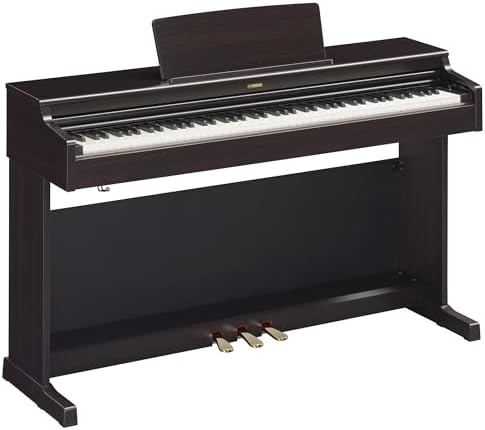 Yamaha Arius Series 88 Key Weighted Action Upright Digital Piano for Beginner and Intermediate Players  Dynamic Response  Grand Piano Sound  3 pedal Unit  Bench Included  Rosewood YDP105R
