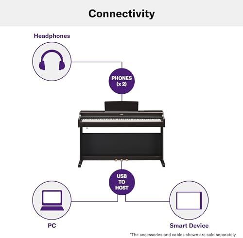 Yamaha Arius Series 88 Key Weighted Action Upright Digital Piano for Beginner and Intermediate Players  Dynamic Response  Grand Piano Sound  3 pedal Unit  Bench Included  Rosewood YDP105R