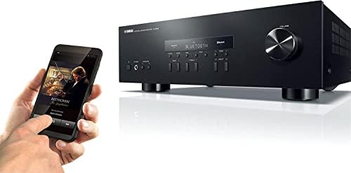 Yamaha Audio 2021 Yamaha R S202 Stereo Receiver with Built In Bluetooth Connectivity  Up to 100W Per Channel at 8 Ohms  4 x RCA In  1 x RCA Out  Front Panel 1/4 Headphone Output  Black   Renewed