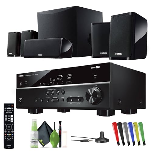 Yamaha Audio YHT-4950U 4K Ultra HD Sistema de cine en casa de 5.1 canales con altavoces de subwoofer alimentados por RMS de 8 pulgadas, receptor AV, sonido envolvente verdadero con transmisión de