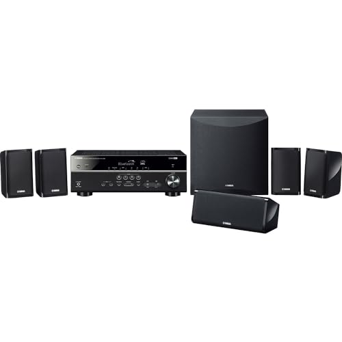 Yamaha Audio YHT-4950U 4K Ultra HD Sistema de cine en casa de 5.1 canales con altavoces de subwoofer alimentados por RMS de 8 pulgadas, receptor AV, sonido envolvente verdadero con transmisión de