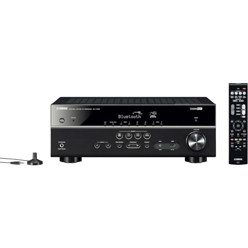 Yamaha Audio YHT-4950U 4K Ultra HD Sistema de cine en casa de 5.1 canales con altavoces de subwoofer alimentados por RMS de 8 pulgadas, receptor AV, sonido envolvente verdadero con transmisión de