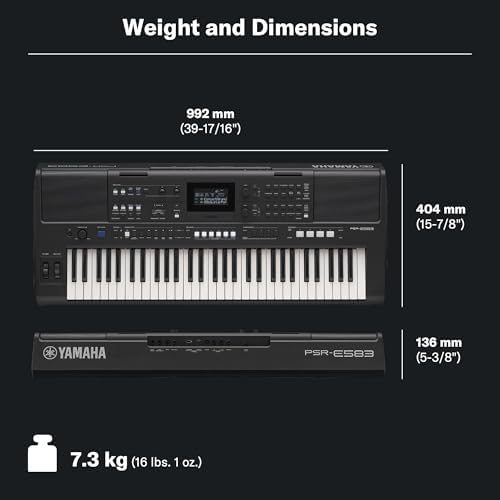 Yamaha PSR E583  61 Key Touch Sensitive Portable Keyboard with Premium Sound  Music Rest and Power Adapter