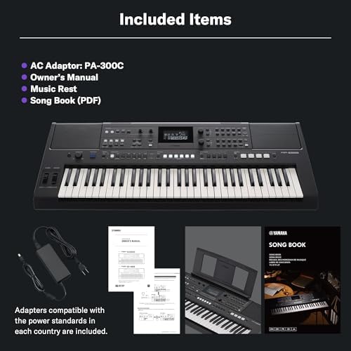 Yamaha PSR E583  61 Key Touch Sensitive Portable Keyboard with Premium Sound  Music Rest and Power Adapter
