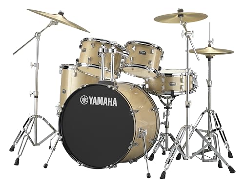 Yamaha Rydeen 5 Piece Drum Set With 22 Bass Drum  Floor Tom  2 Toms With Ball Clamp And Wood Snare Drum  Champagne Glitter